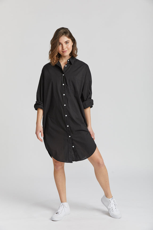 The Chiara Shirt Dress - Black - Apparel