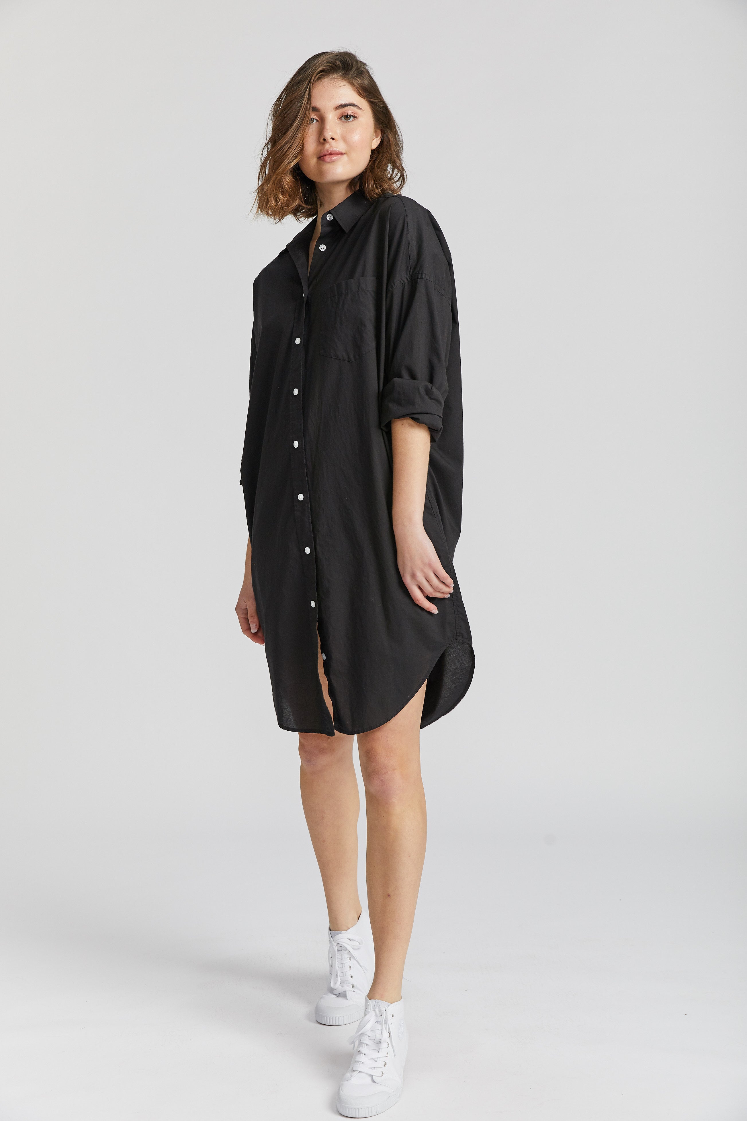 The Chiara Shirt Dress - Black - Apparel