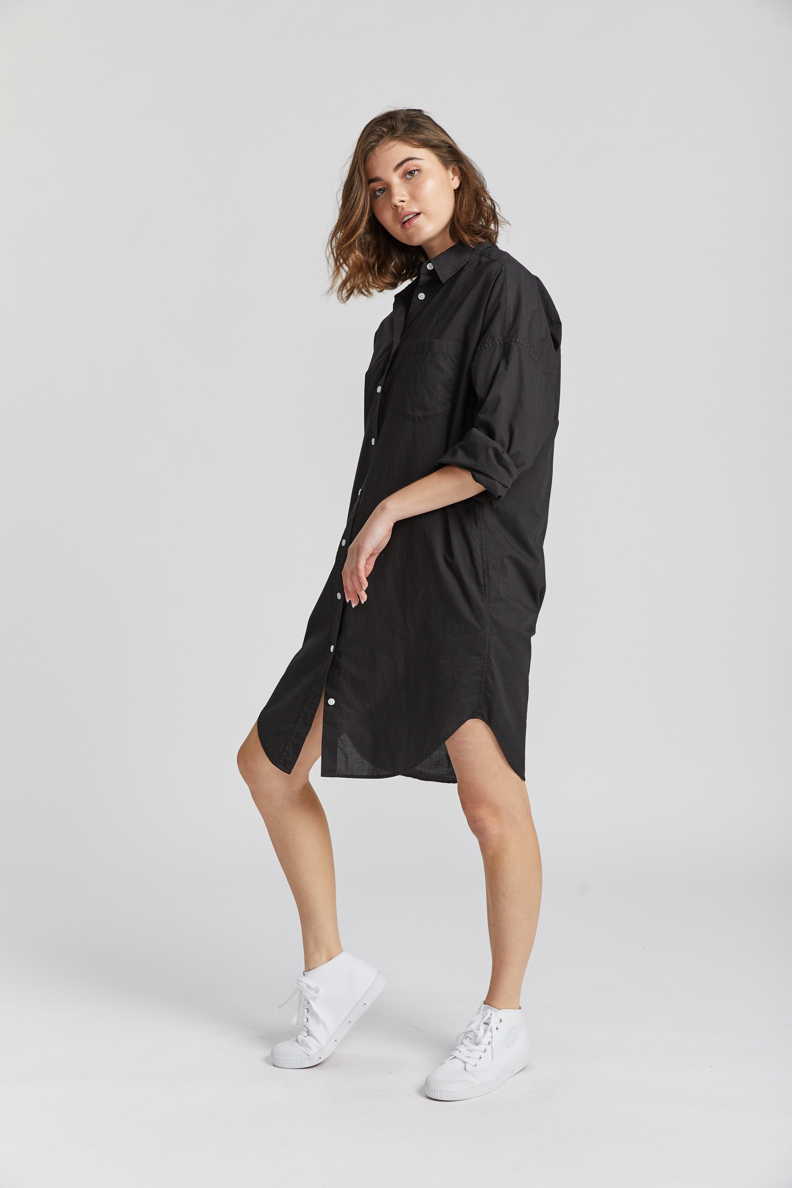 The Chiara Shirt Dress - Black - Apparel