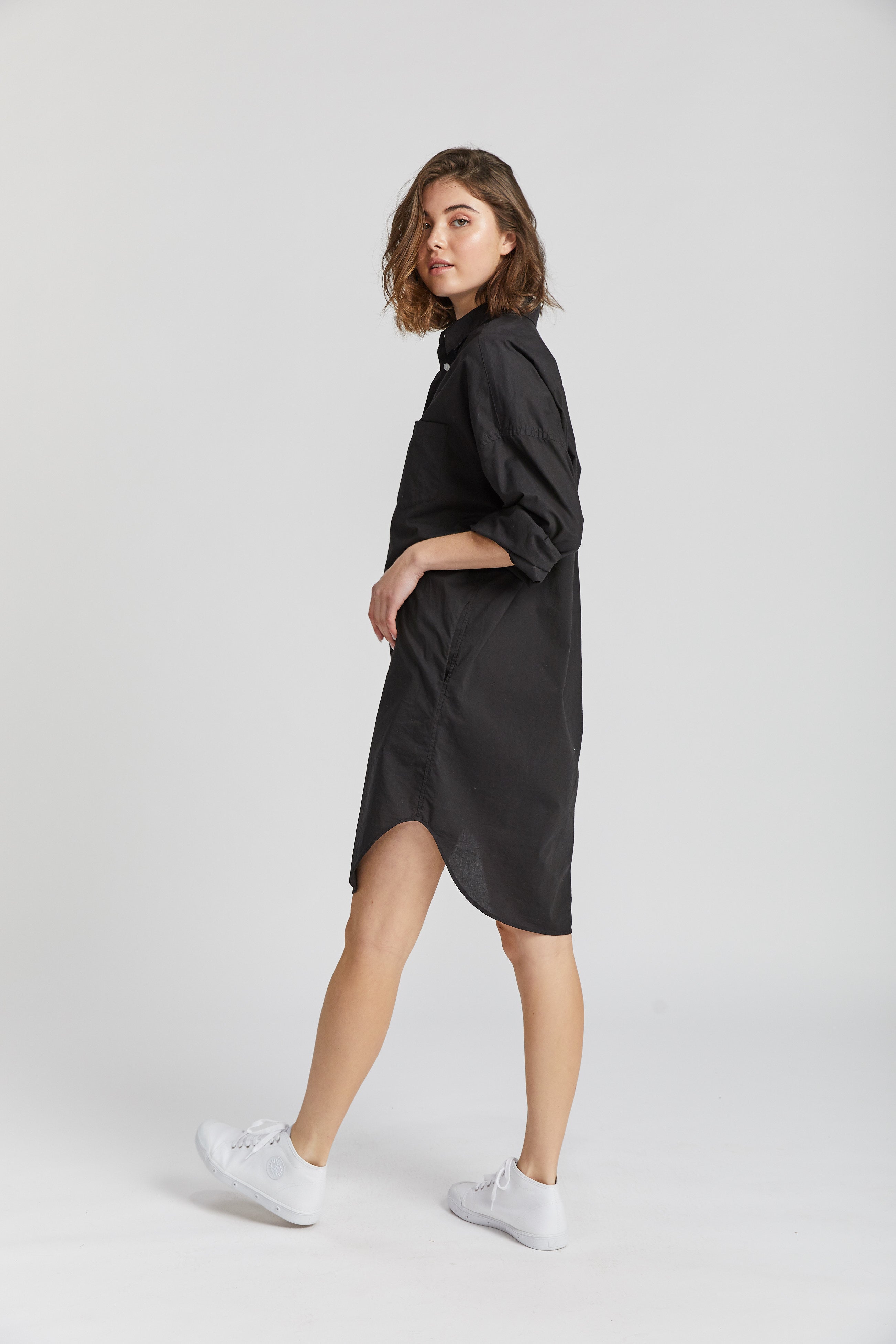 The Chiara Shirt Dress - Black - Apparel