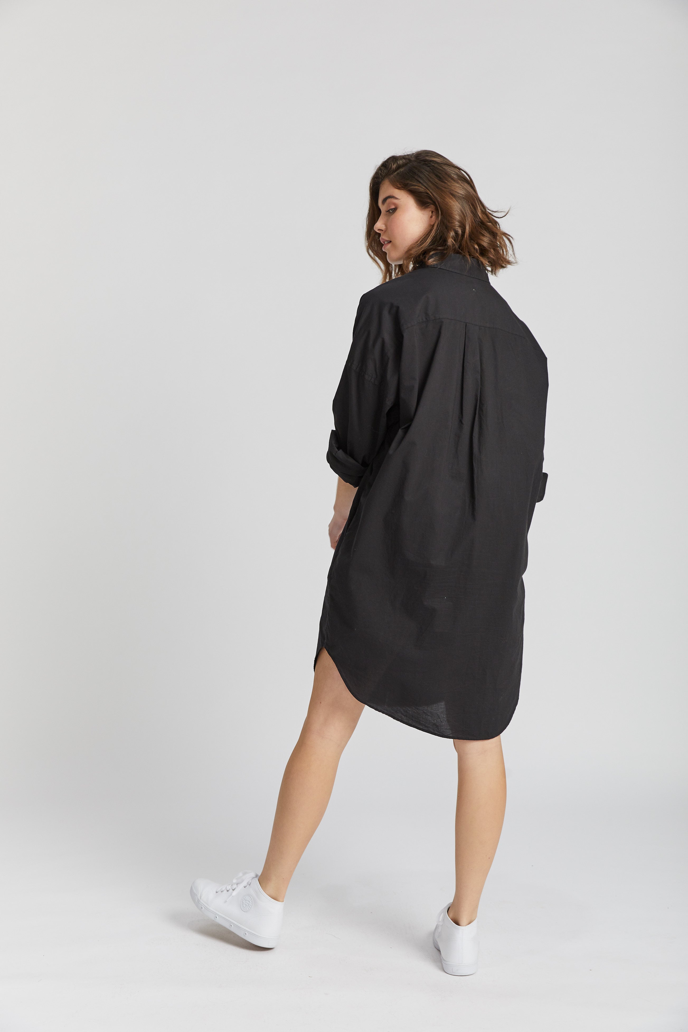 The Chiara Shirt Dress - Black - Apparel