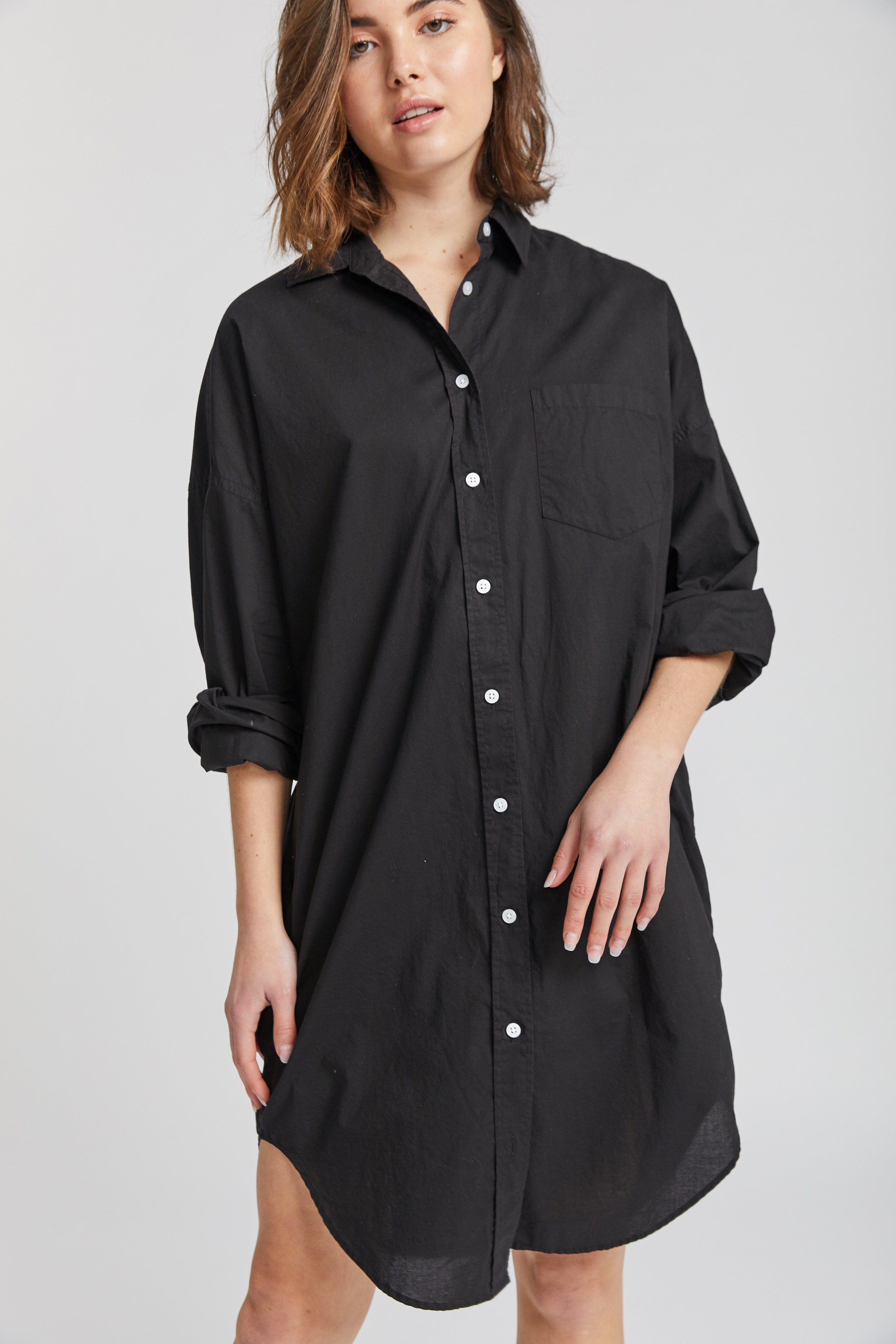 The Chiara Shirt Dress - Black - Apparel