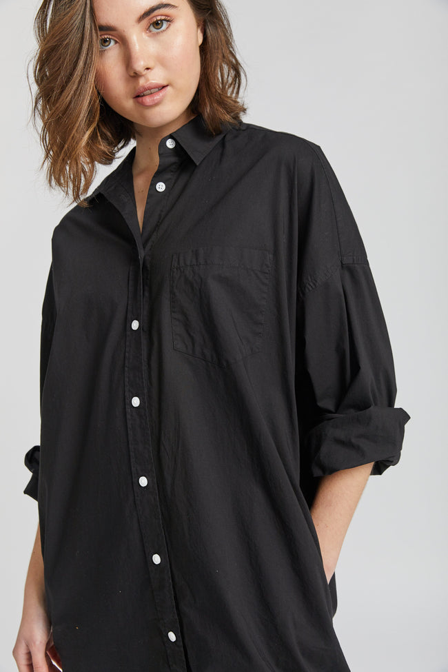 The Chiara Shirt Dress - Black - Apparel