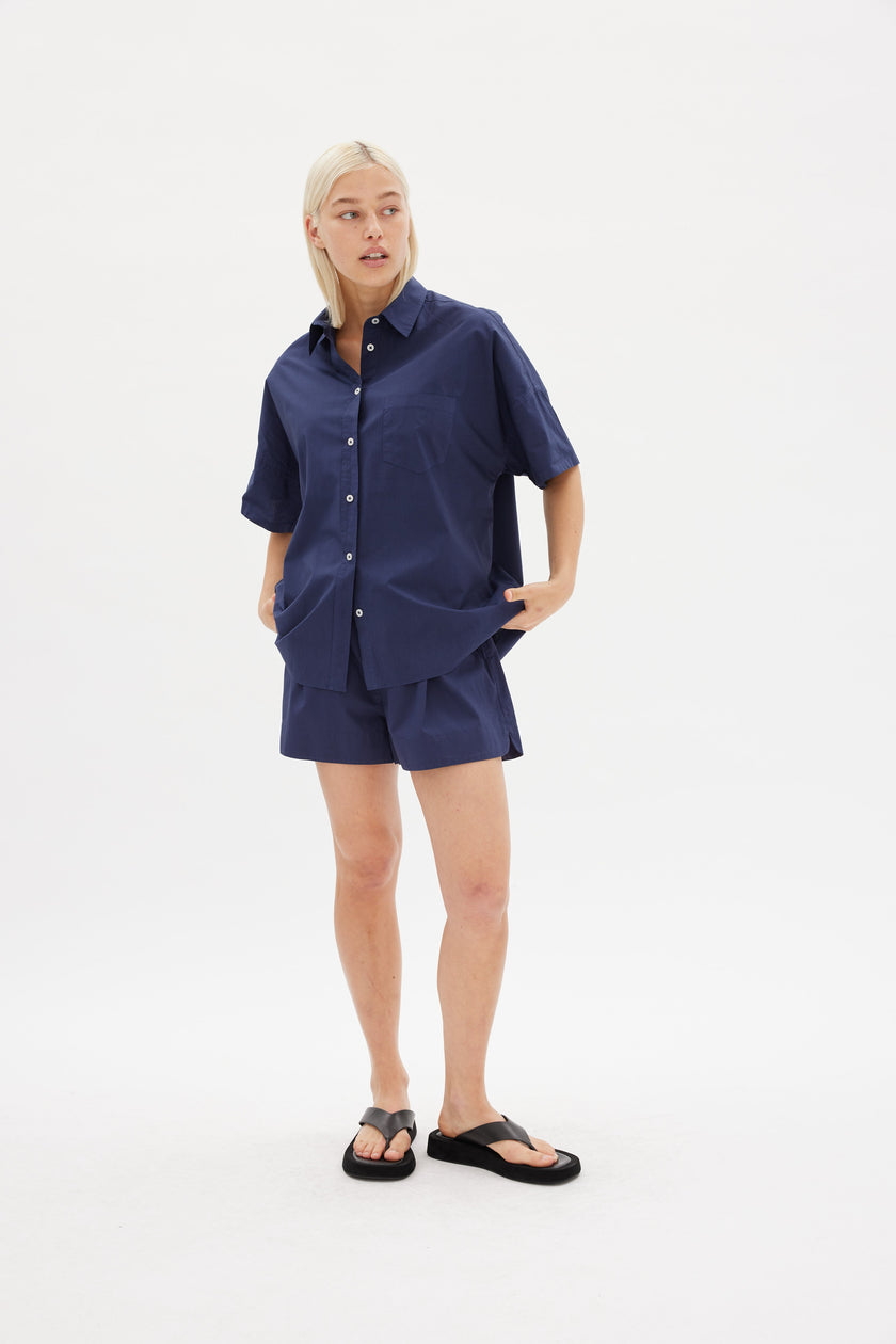 The Chiara Short Sleeve Shirt - Navy - Apparel