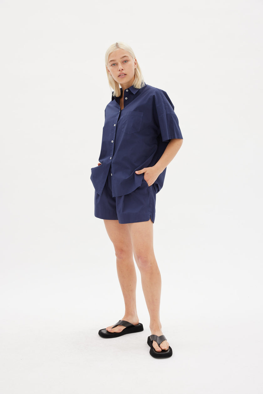 The Chiara Short Sleeve Shirt - Navy - Apparel