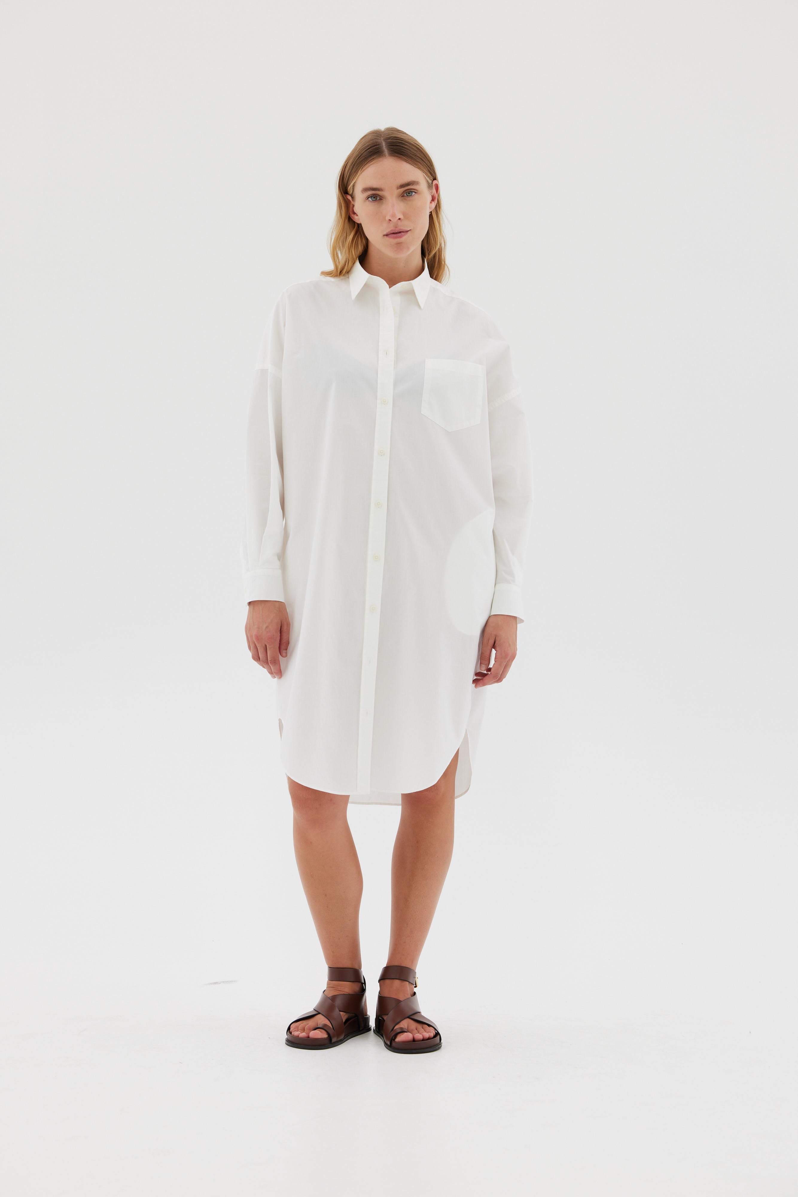 The Chiara Shirt Dress - White - Apparel