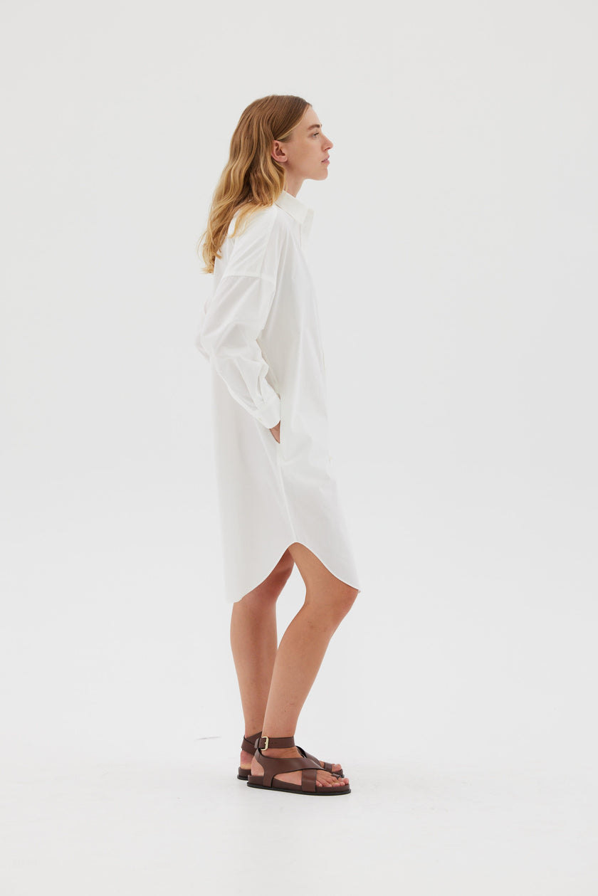 The Chiara Shirt Dress - White - Apparel