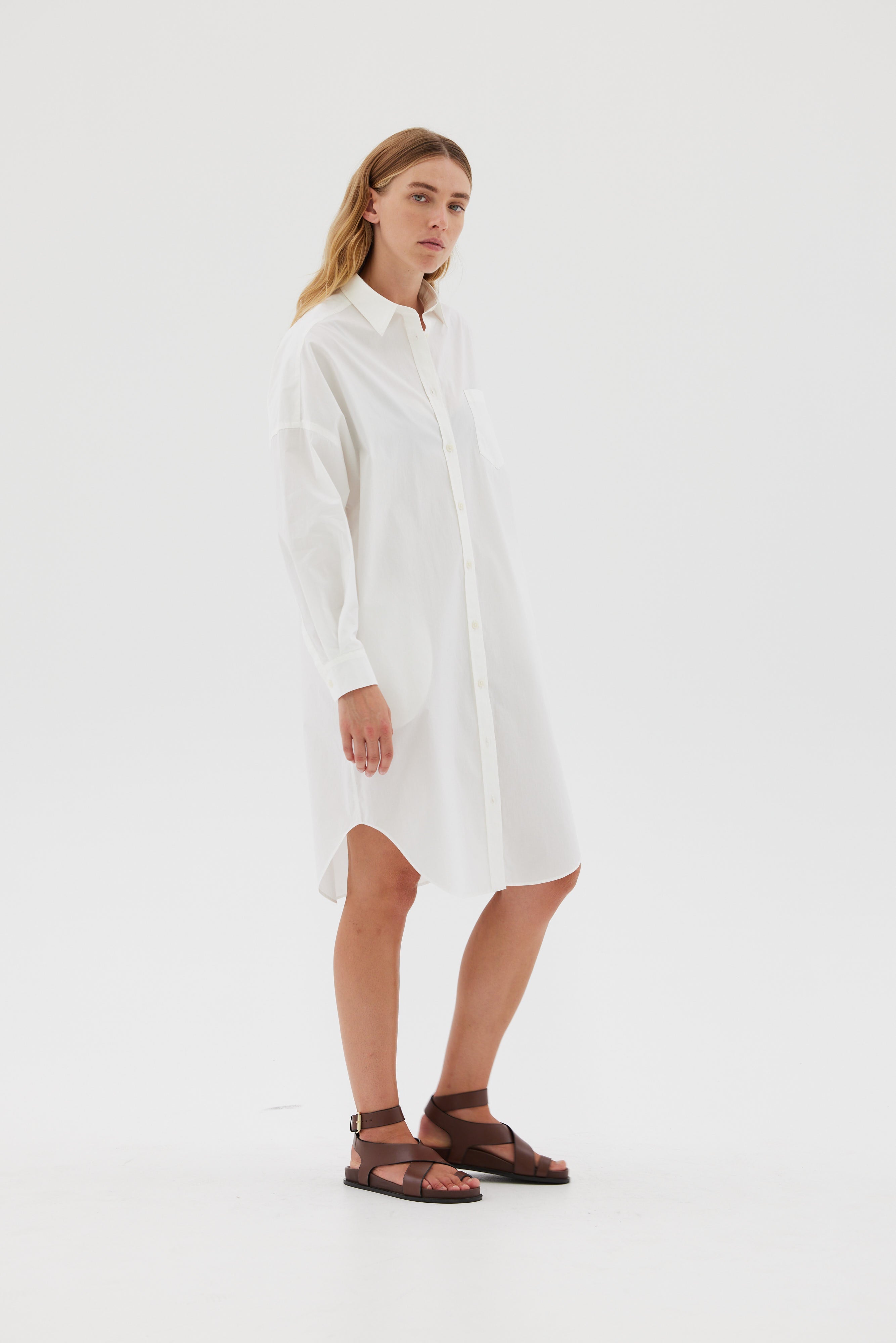The Chiara Shirt Dress - White - Apparel