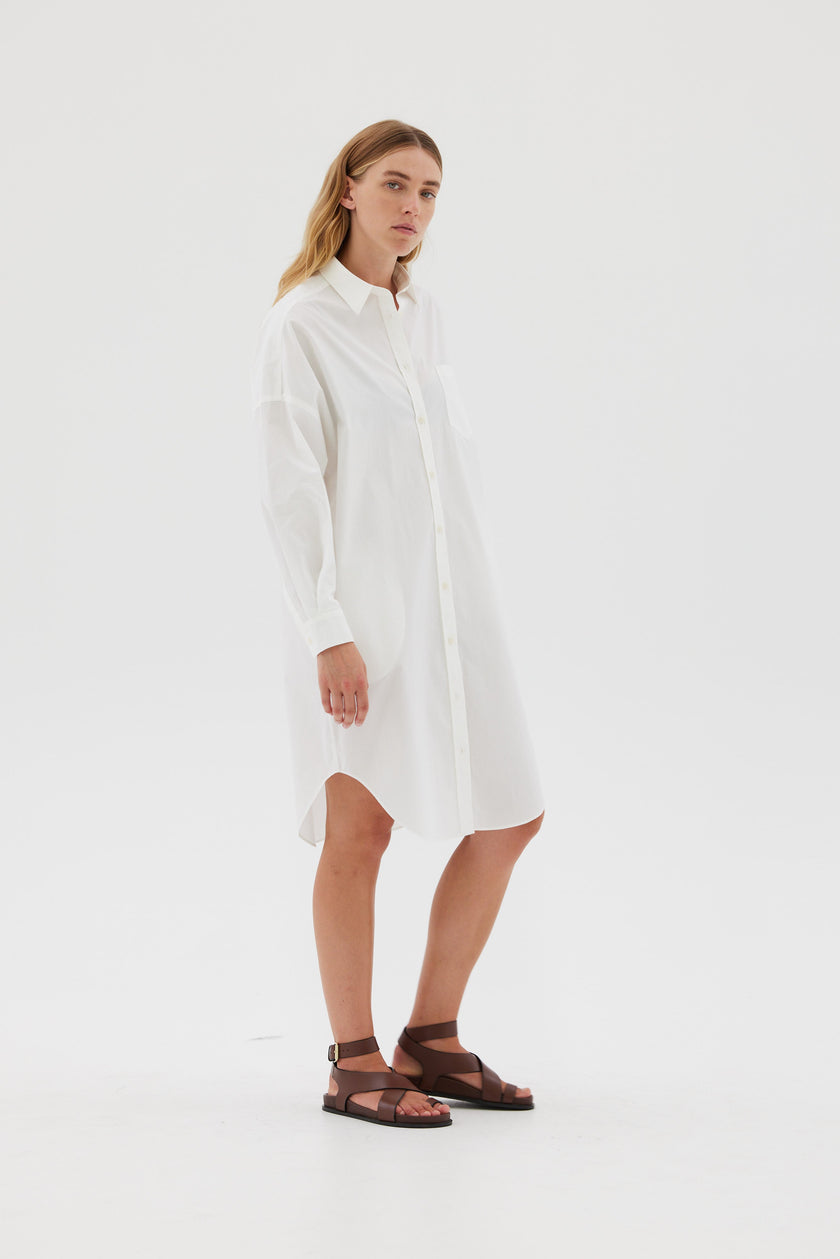 The Chiara Shirt Dress - White - Apparel
