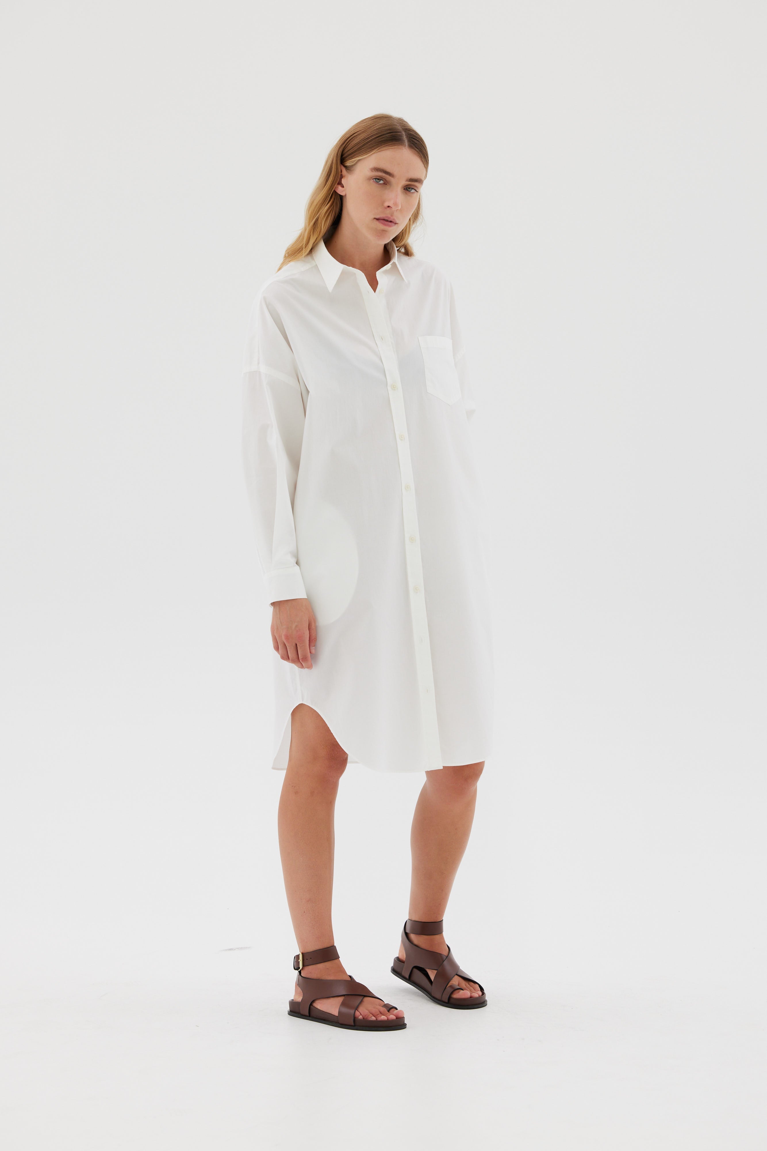 The Chiara Shirt Dress - White - Apparel