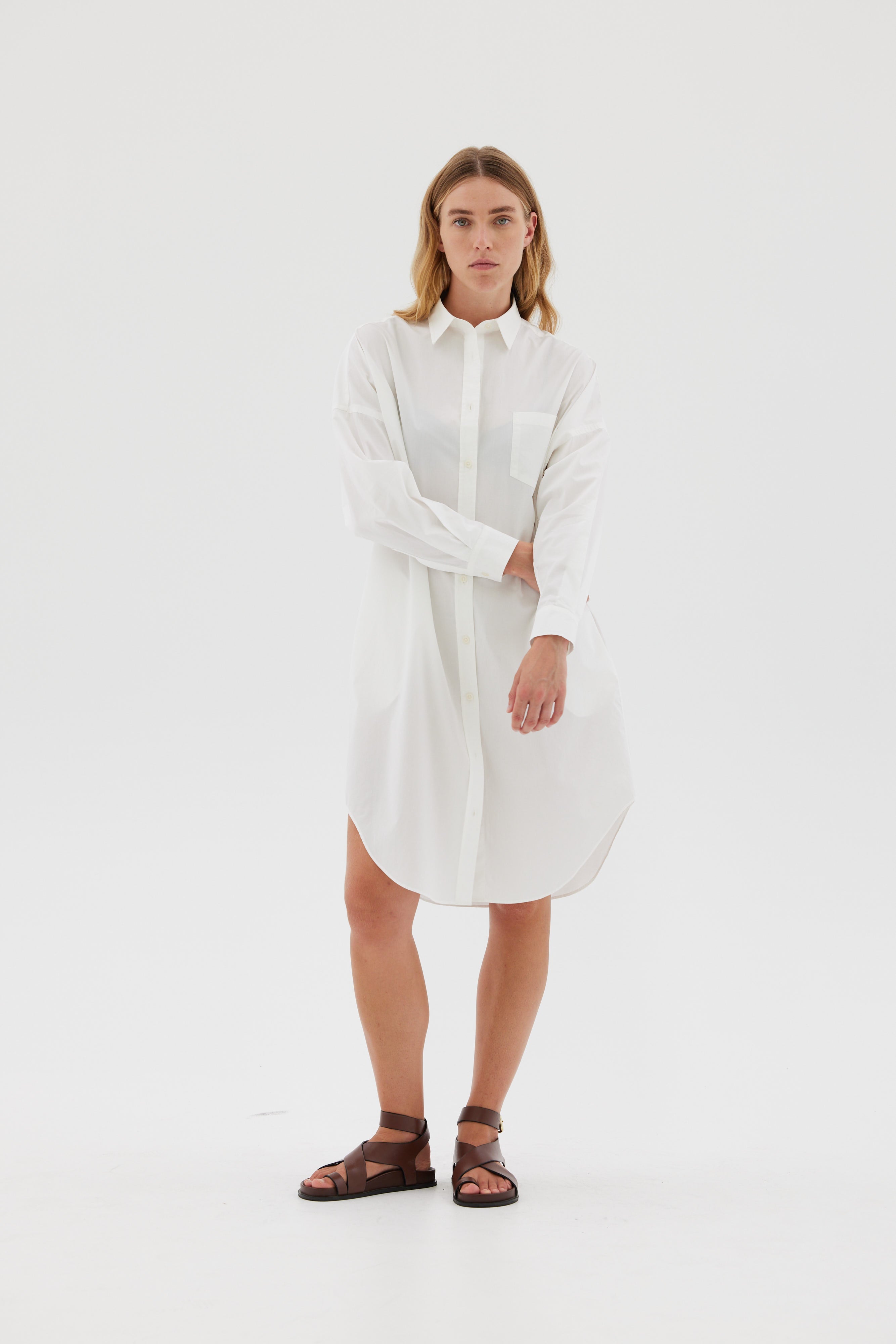 The Chiara Shirt Dress - White - Apparel