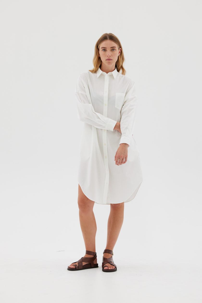 The Chiara Shirt Dress - White - Apparel