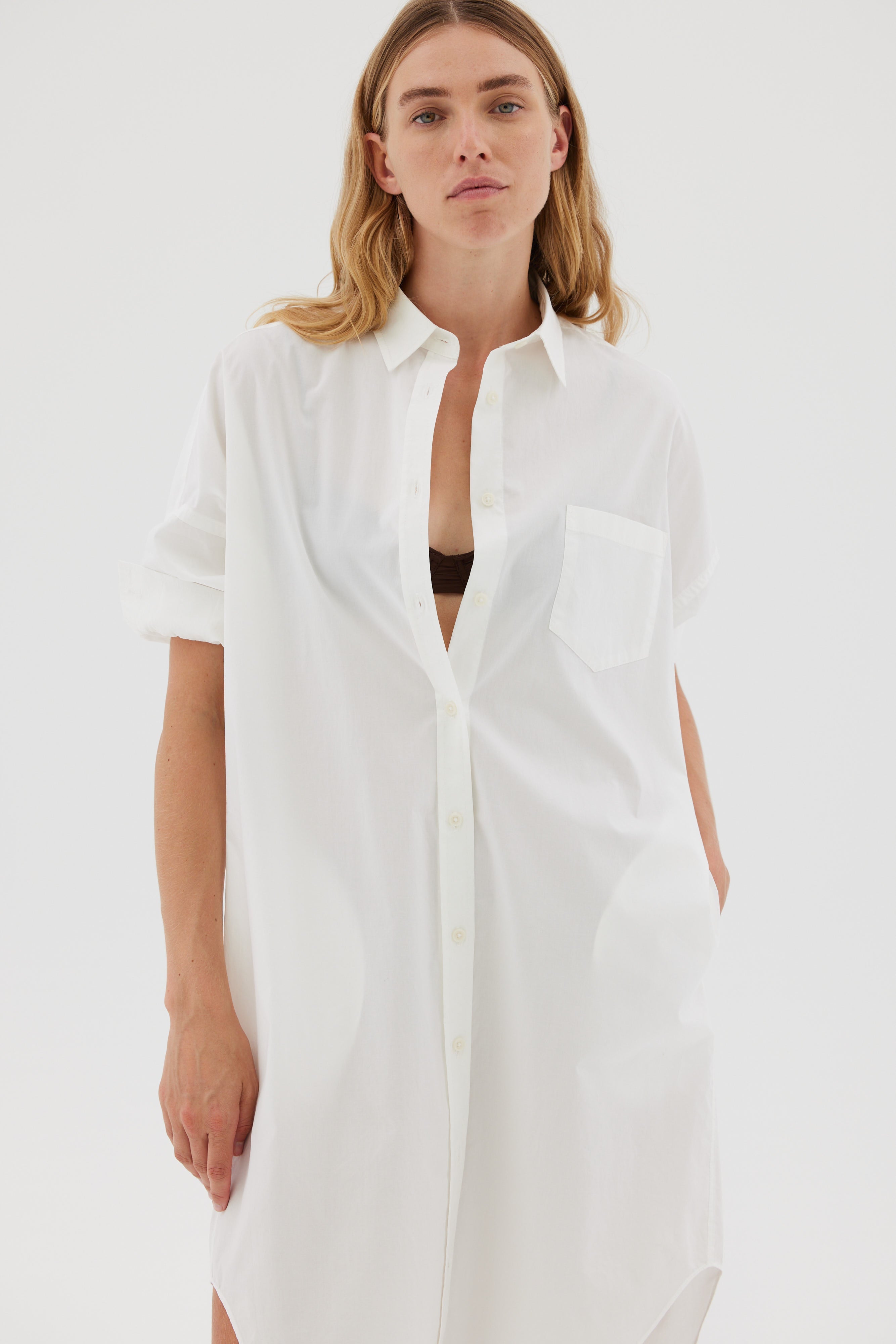 The Chiara Shirt Dress - White - Apparel