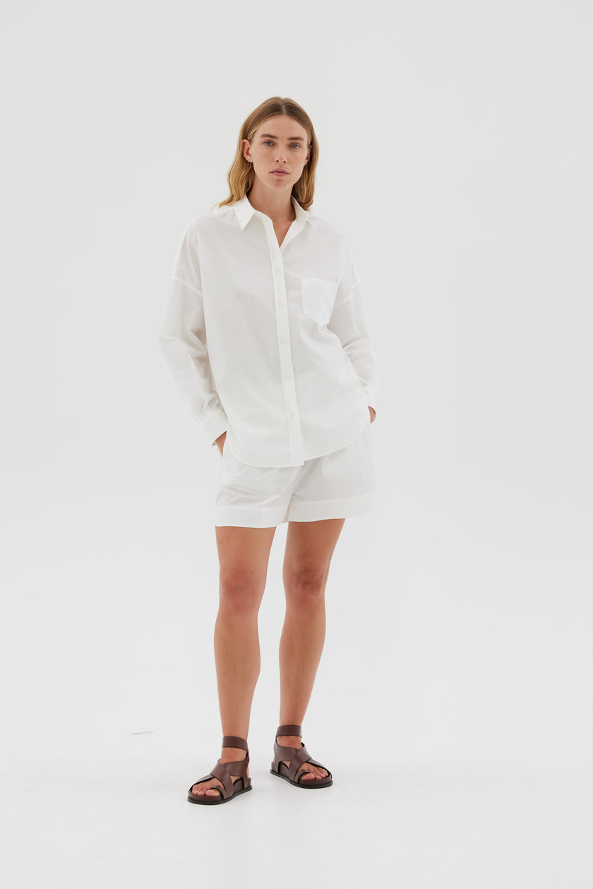 White cotton Chiara button-up shirt - classic relaxed fit
