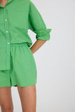 Light verde cotton Chiara button-up shirt and matching shorts with relaxed fit