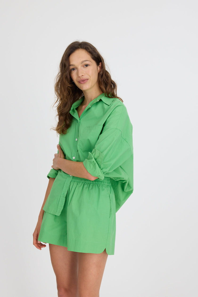 Light verde cotton Chiara button-up shirt with relaxed fit
