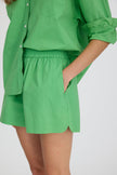 Light verde cotton Chiara Shorts with elastic waist and pockets 
