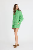 Light verde cotton Chiara button-up shirt and matching shorts with relaxed fit