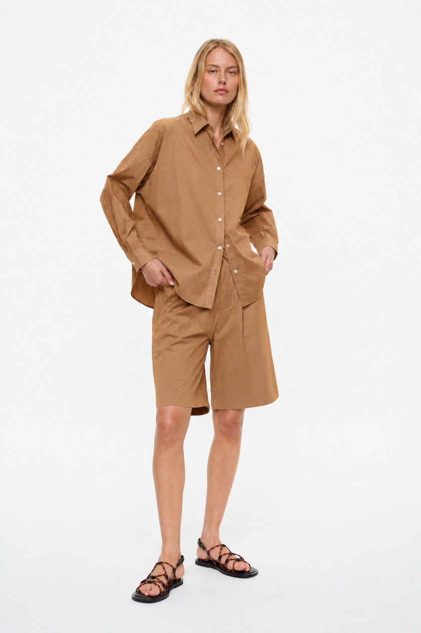 Mara Drawstring Mid Lenght Shorts - Cotton  Toffee