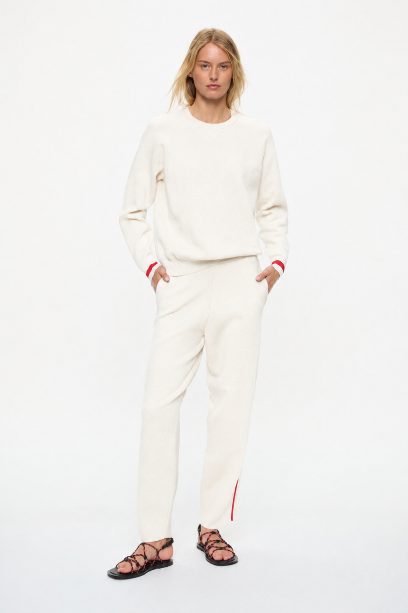 WR Track Pant White + Ultra Red WB edge tipping