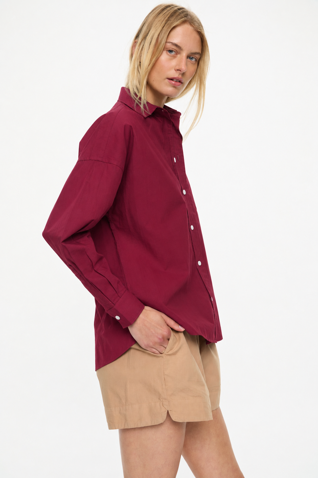 Nina Long sleeve Button Back Opening Shirt Cherry