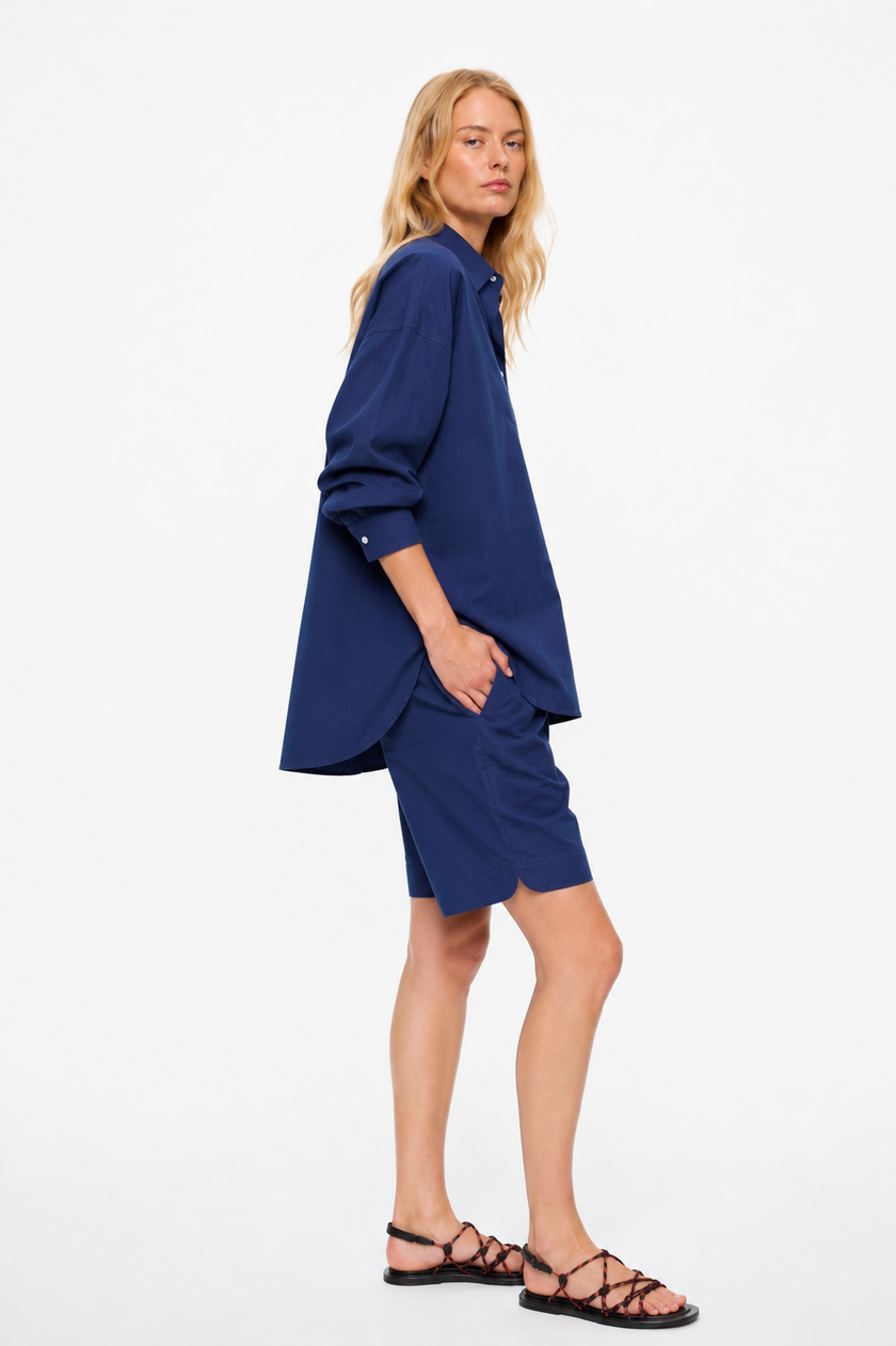 Mara Drawstring Shorts - Pinpoint Indigo