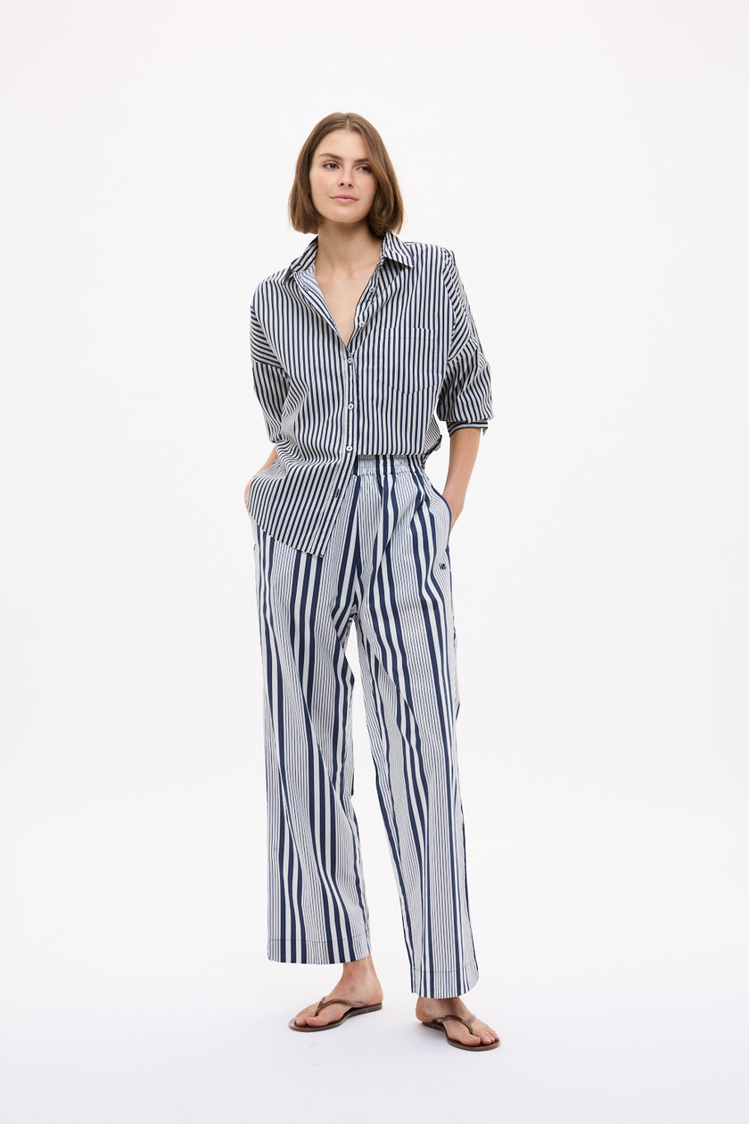Chiara Long Sleeve Shirt Stripe - Navy/Sponge/Natural