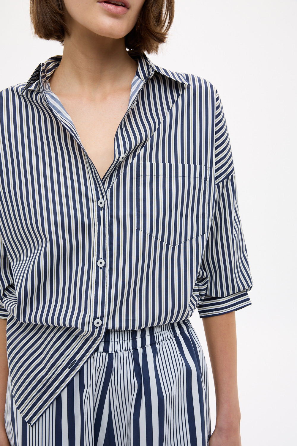 Chiara Long Sleeve Shirt Stripe - Navy/Sponge/Natural