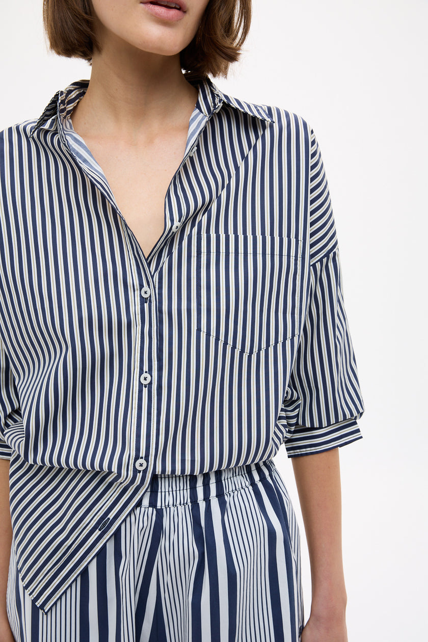 Chiara Long Sleeve Shirt Stripe - Navy/Sponge/Natural