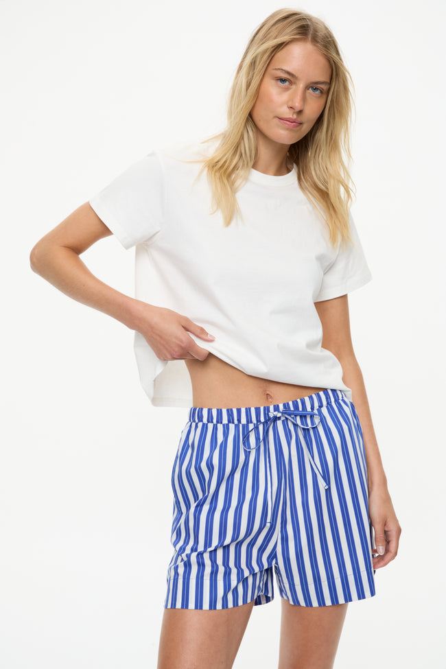 Mara Classic Drawstring Shorts - Cotton Indigo/Sky/White