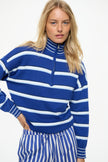 Half Zip Knit Jumper Indigo/Navy/Sky/White