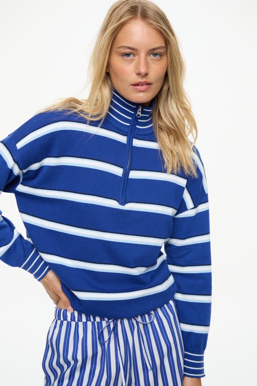 Half Zip Knit Jumper Indigo/Navy/Sky/White