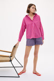 Chiara Long Sleeve Shirt Stripe - Fuschia/True Red/Natural