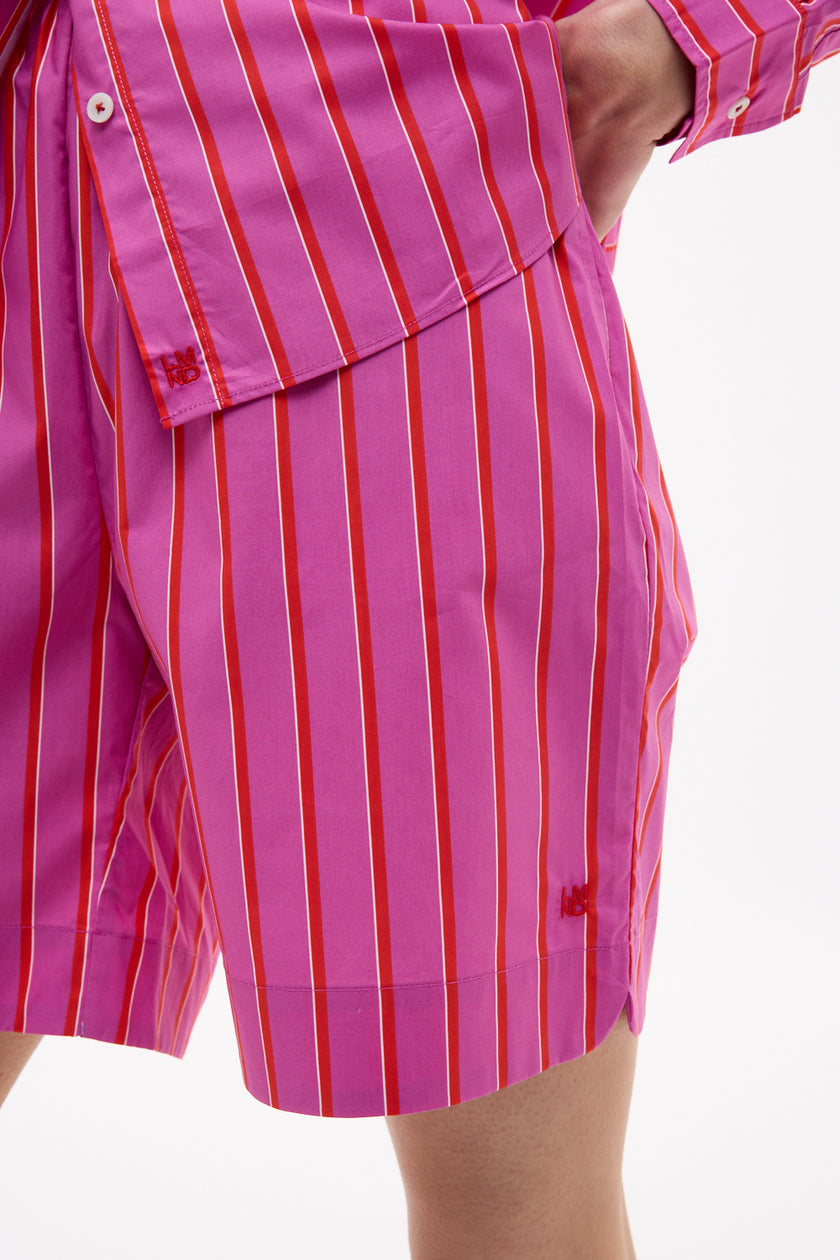 Chiara Long Sleeve Shirt Stripe - Fuschia/True Red/Natural
