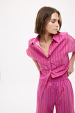 Chiara Long Sleeve Shirt Stripe - Fuschia/True Red/Natural