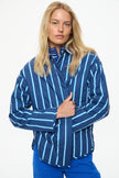Noa Quilted Jacket - Stripes  Navy/Ink Blue/ Natural