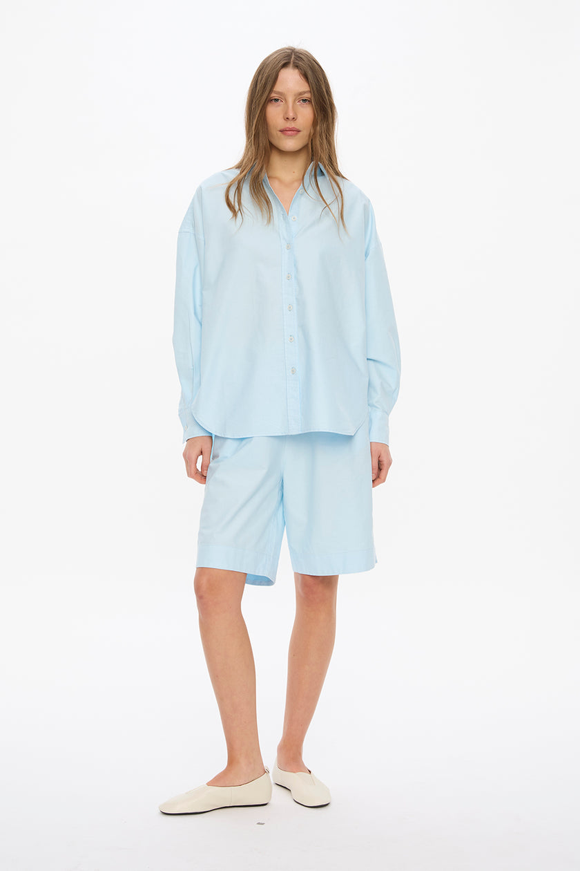 Mara Long Sleeve Shirt - Pinpoint - Delicate Blue
