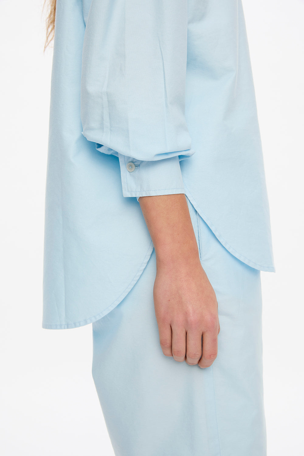 Mara Long Sleeve Shirt - Pinpoint - Delicate Blue