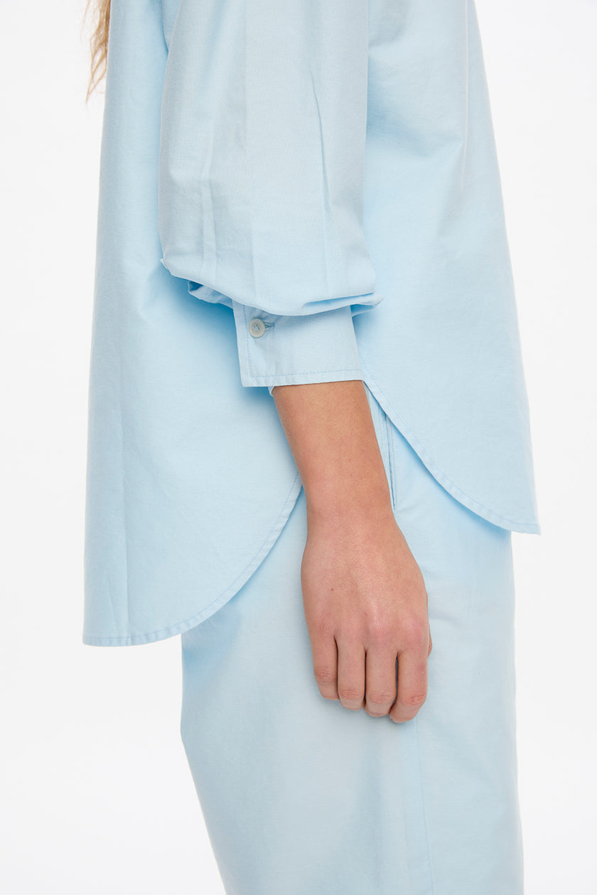 Mara Long Sleeve Shirt - Pinpoint - Delicate Blue