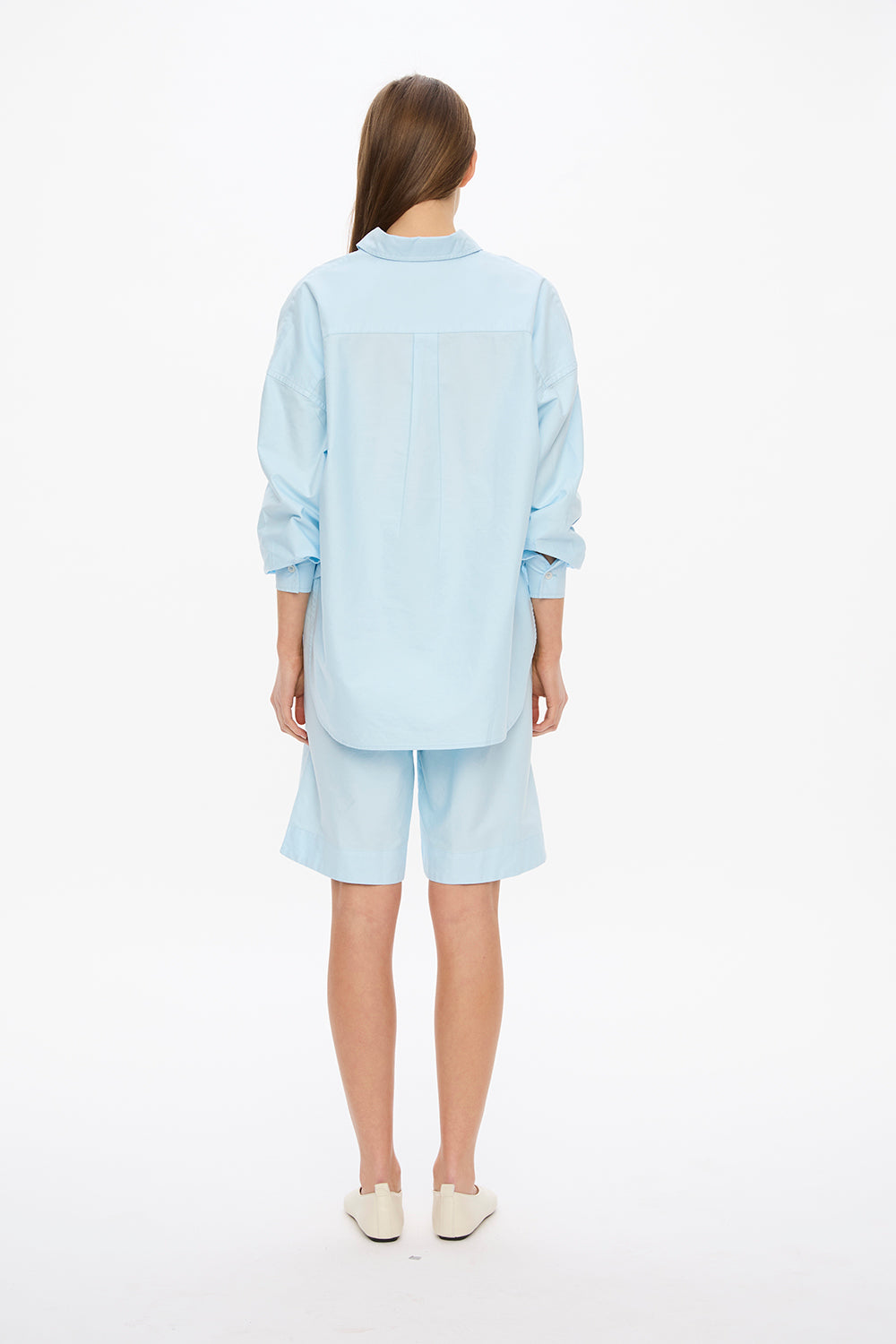 Mara Long Sleeve Shirt - Pinpoint - Delicate Blue