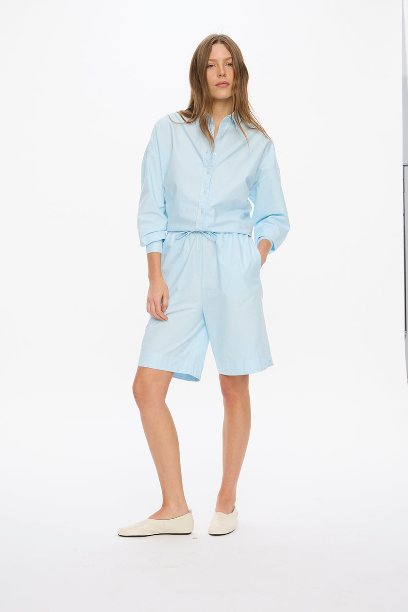 Mara Long Sleeve Shirt - Pinpoint - Delicate Blue