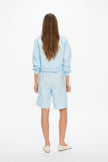 Mara Drawstring Shorts - Pinpoint - Delicate Blue