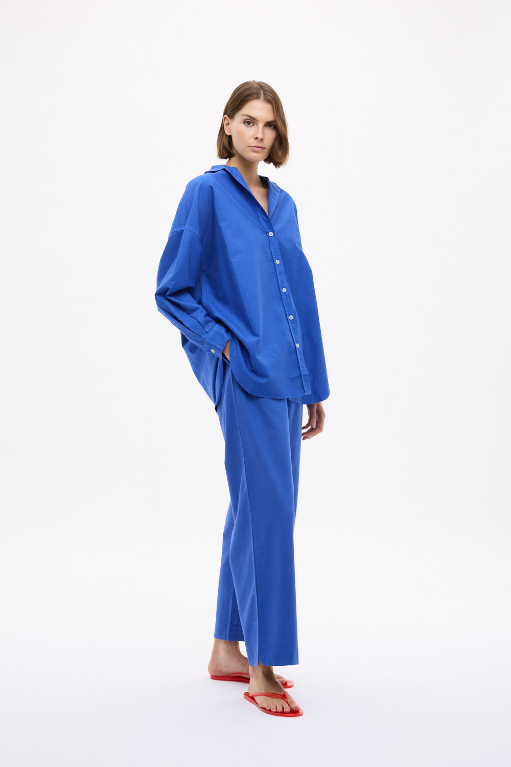 Mara Oversized Long Sleeve Shirt - Cobalt Blue