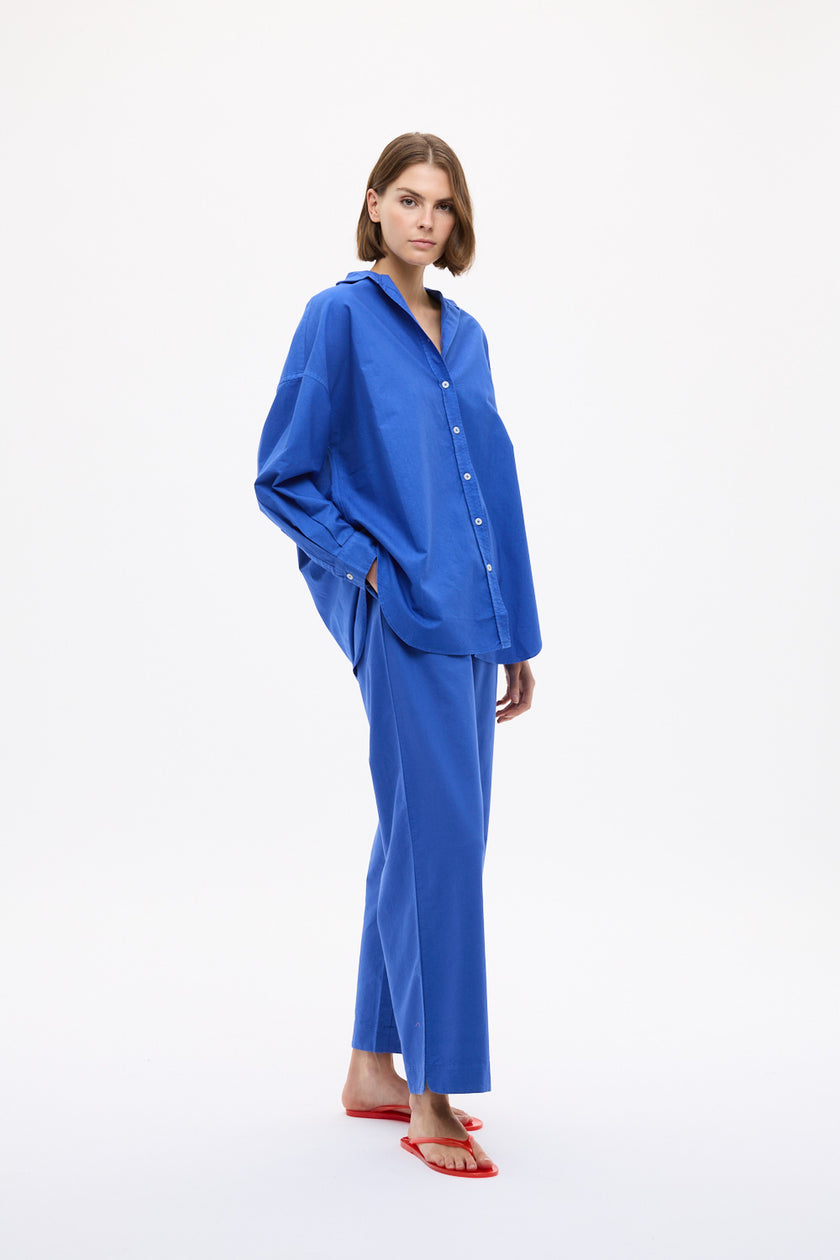 Mara Oversized Long Sleeve Shirt - Cobalt Blue