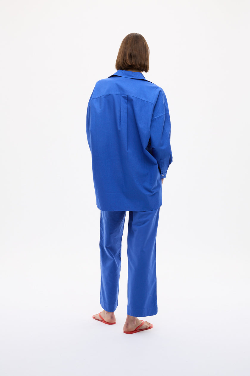 Mara Oversized Long Sleeve Shirt - Cobalt Blue