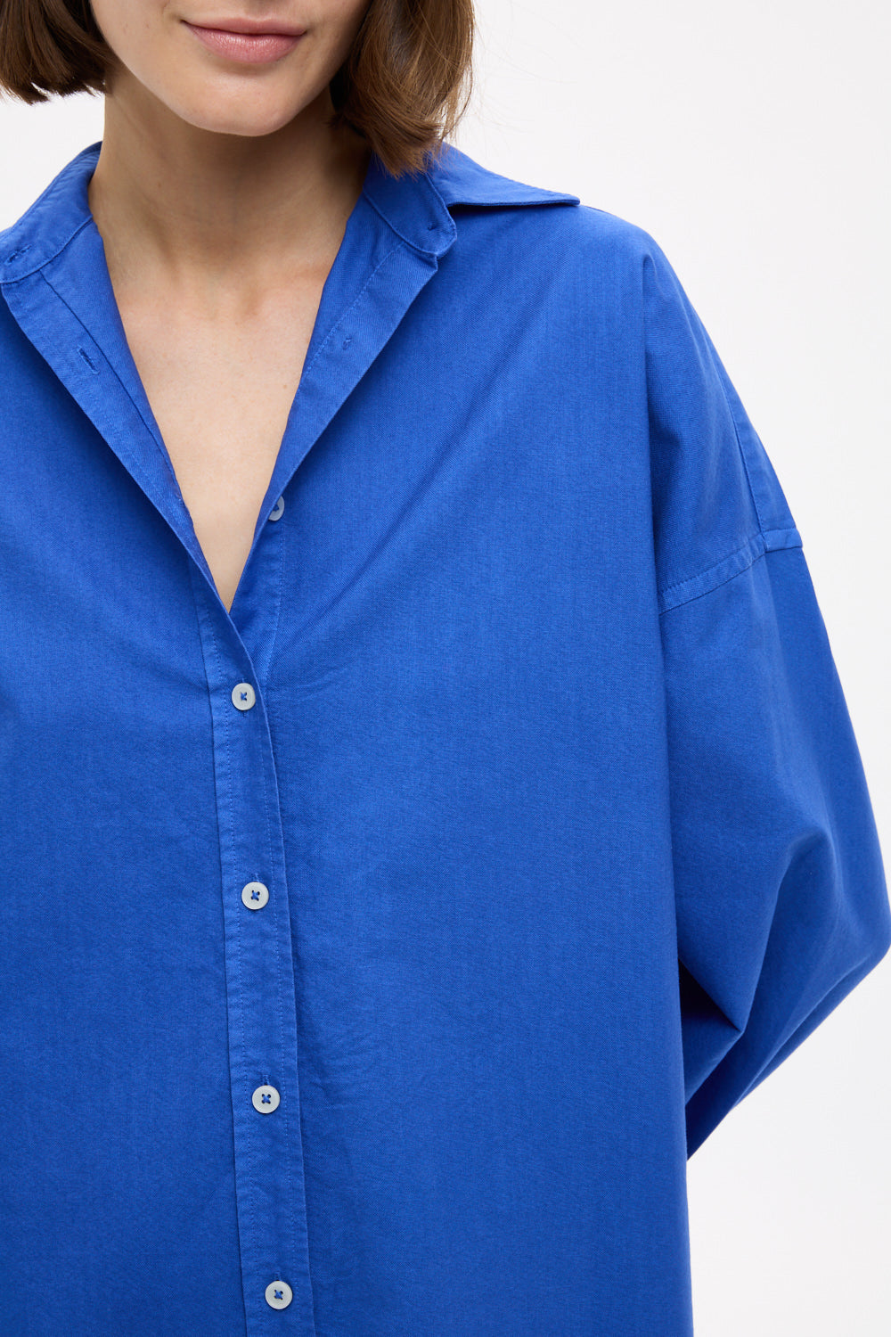 Mara Oversized Long Sleeve Shirt - Cobalt Blue