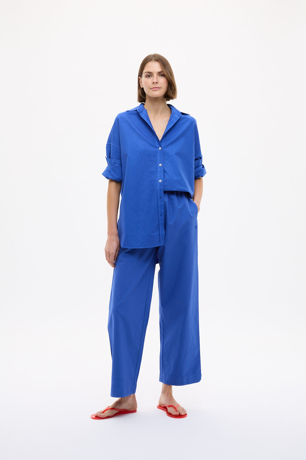Mara Oversized Long Sleeve Shirt - Cobalt Blue