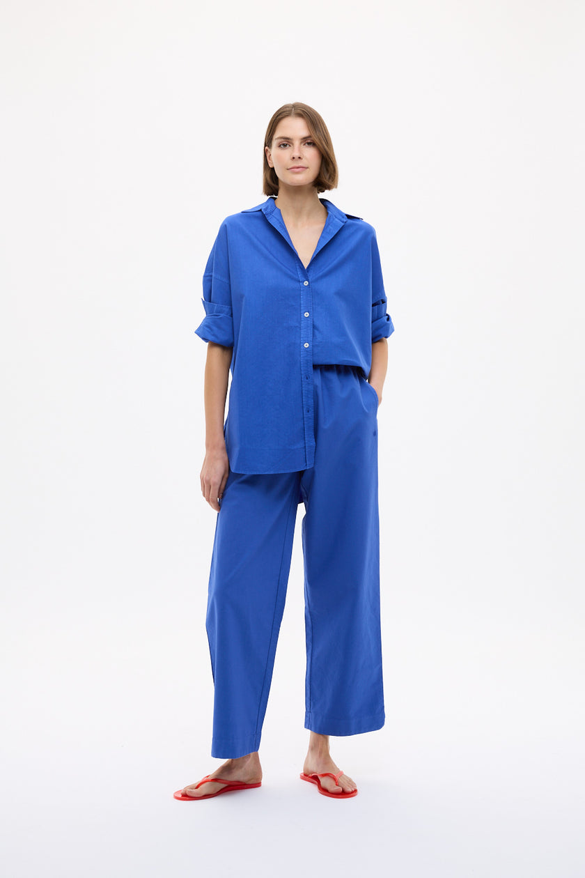 Mara Oversized Long Sleeve Shirt - Cobalt Blue
