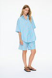 Chiara Mid Length Shorts - Azure Multi Stripe