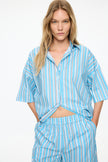 Mara Short Sleeve Shirt - Azure Multi Stripe